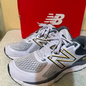 New Balance Gray and Yellow Athletic Sneakers